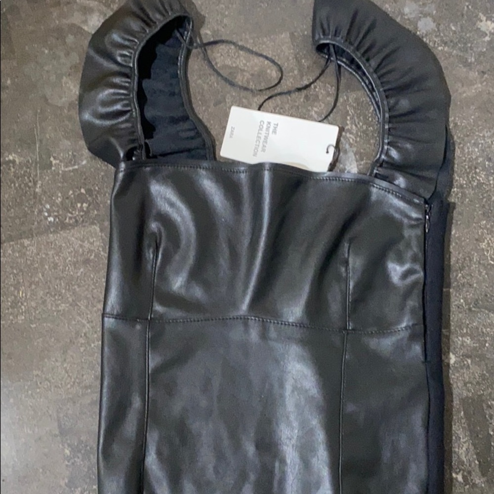 Zara Knitwear Collection Leather-Look Top - Small